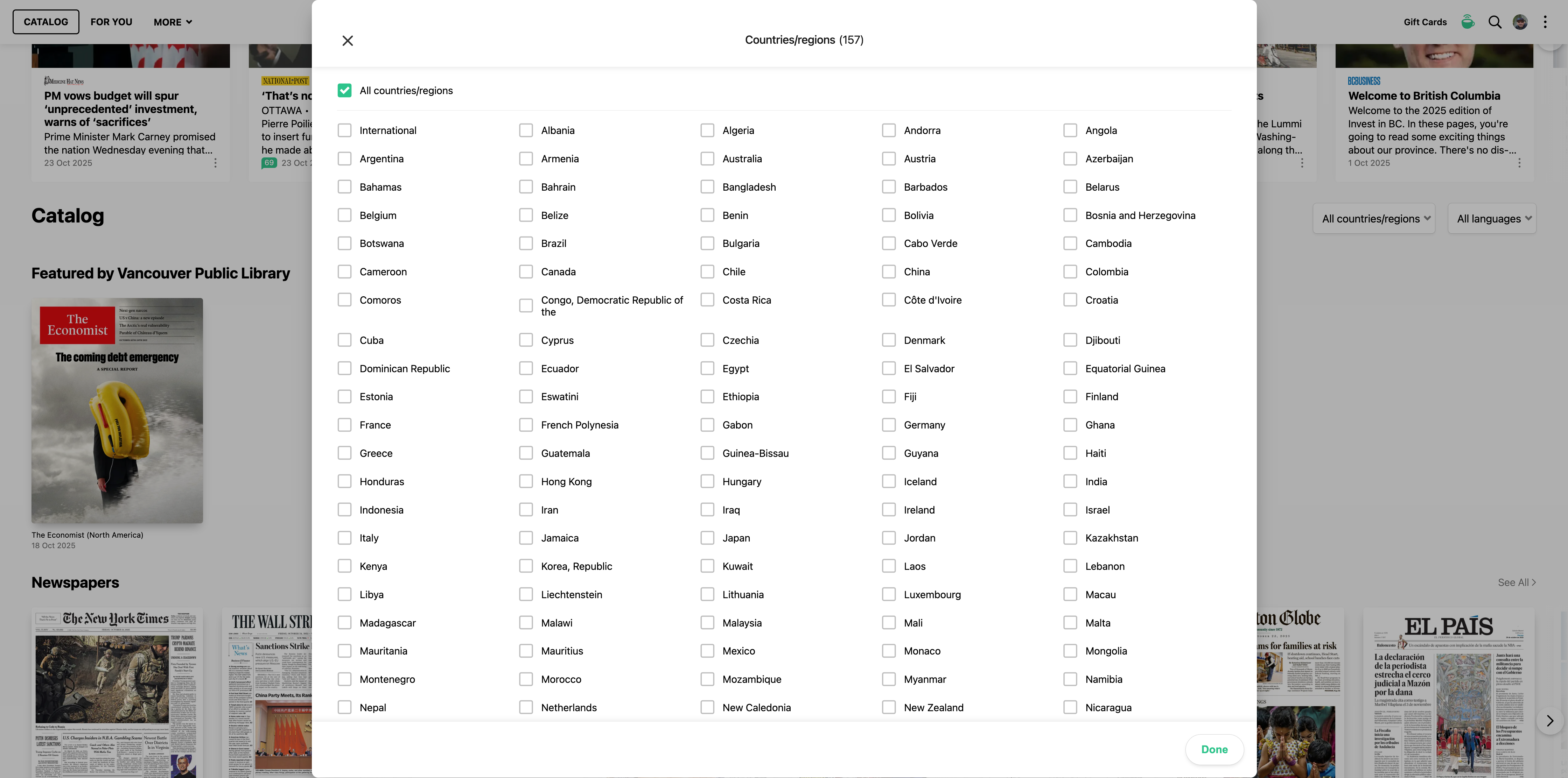 PressReader Countries