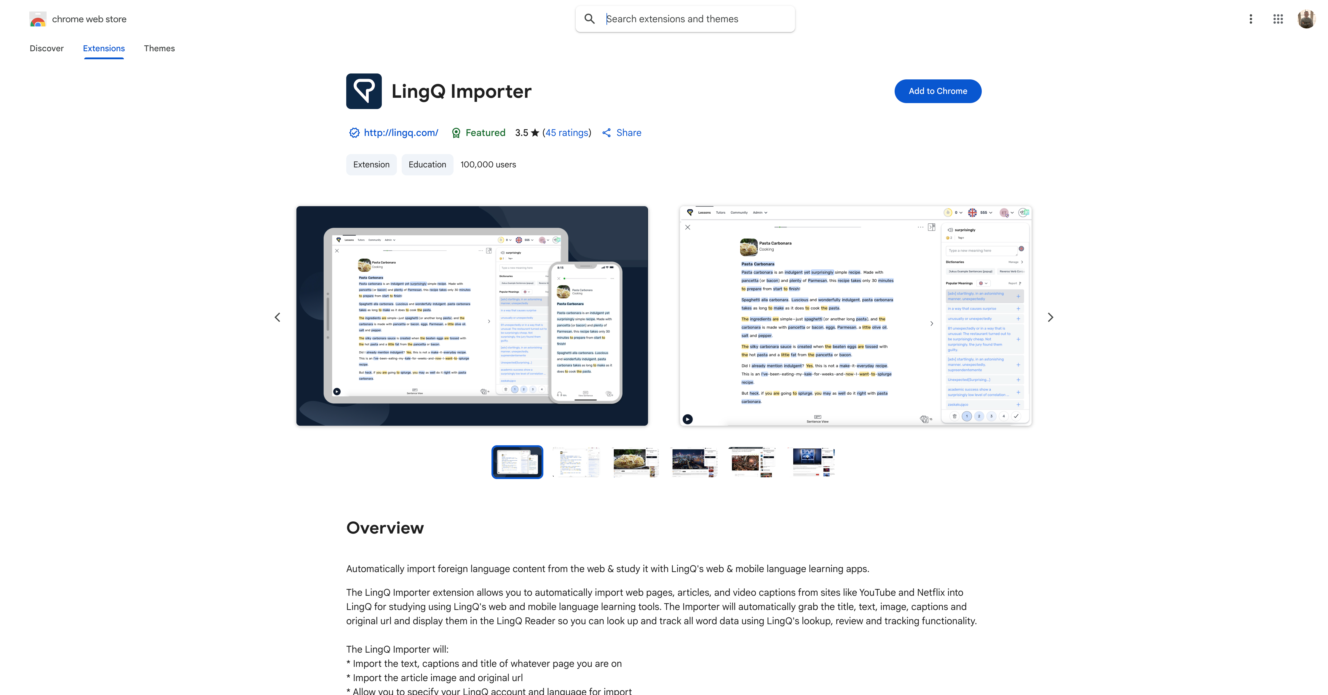 LingQ Importer allows users to important content to learn with from nearly any website