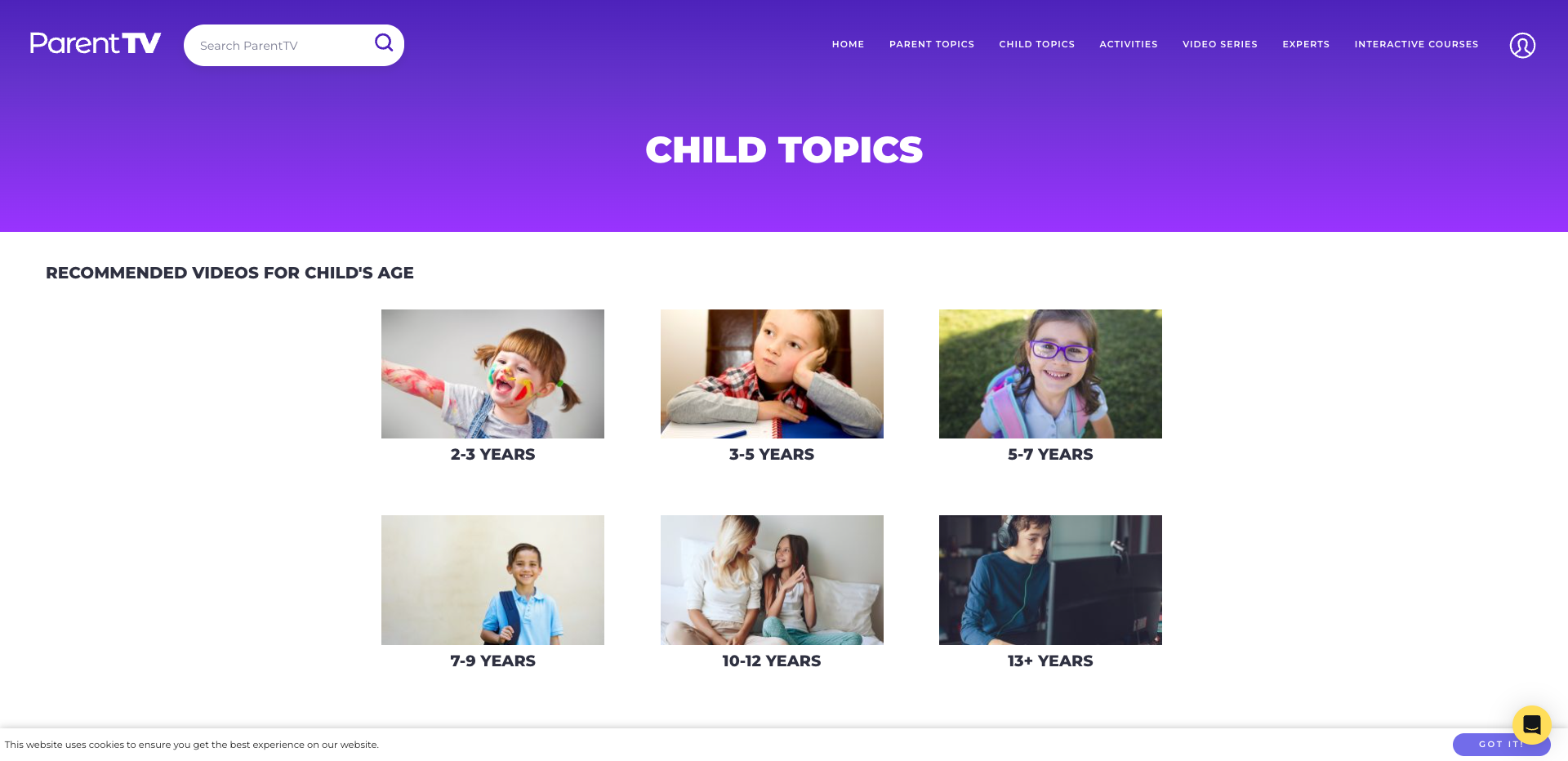 ParentTV Child Topics - expert videos and guidance on children's behaviour, emotions, learning, and development