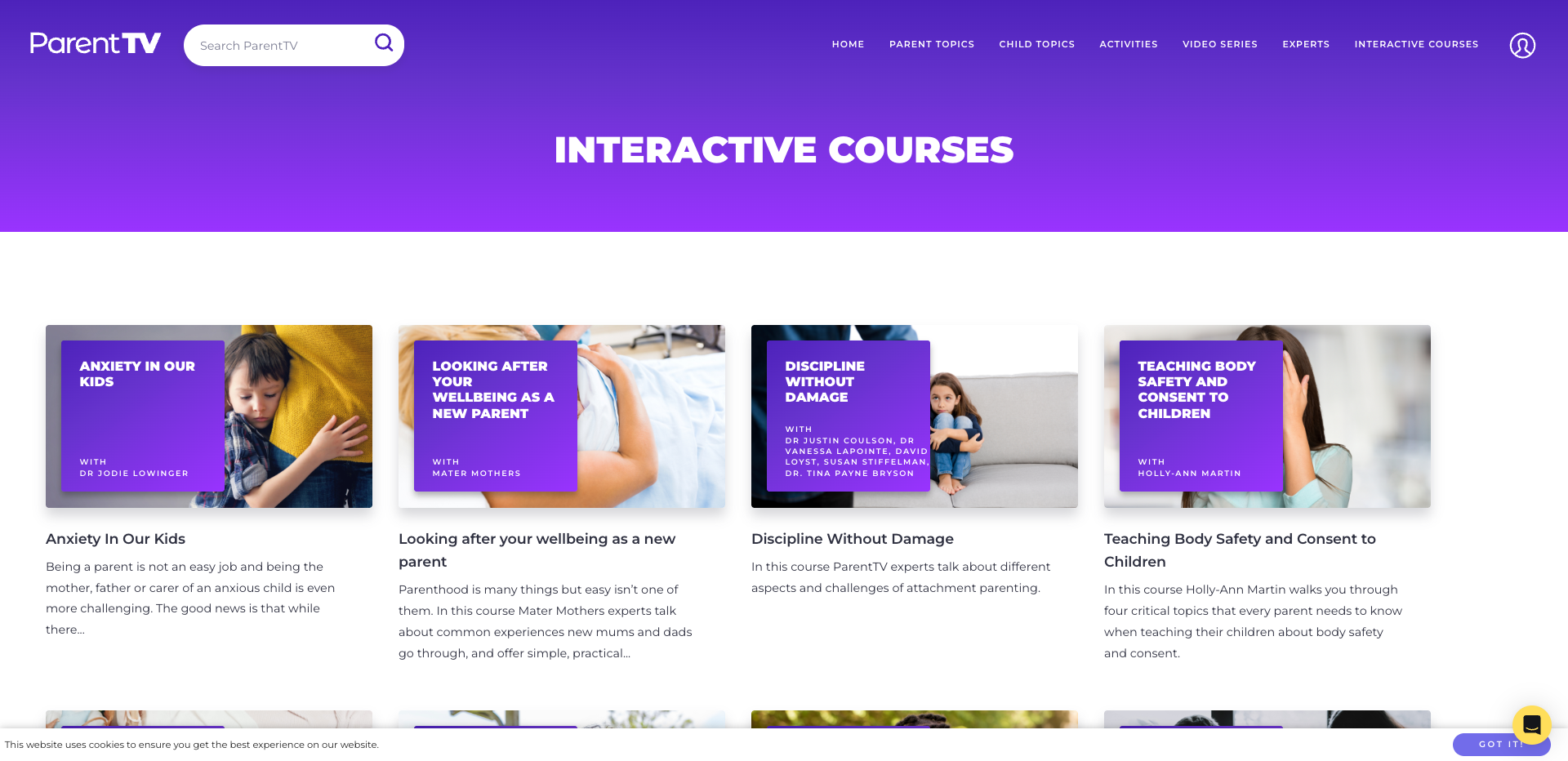 ParentTV Interactive Courses. Engaging, expert-led learning experiences for parents, educators and caregivers.