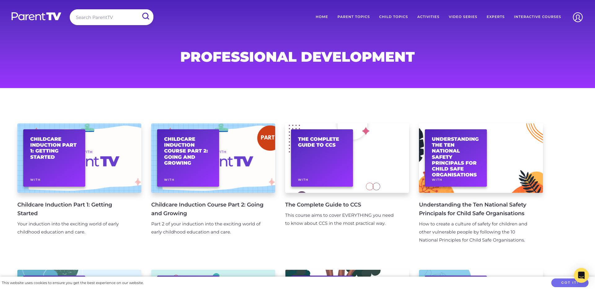 ParentTV Professional Development. Expert-led training videos and resources for educators and childcare professionals.