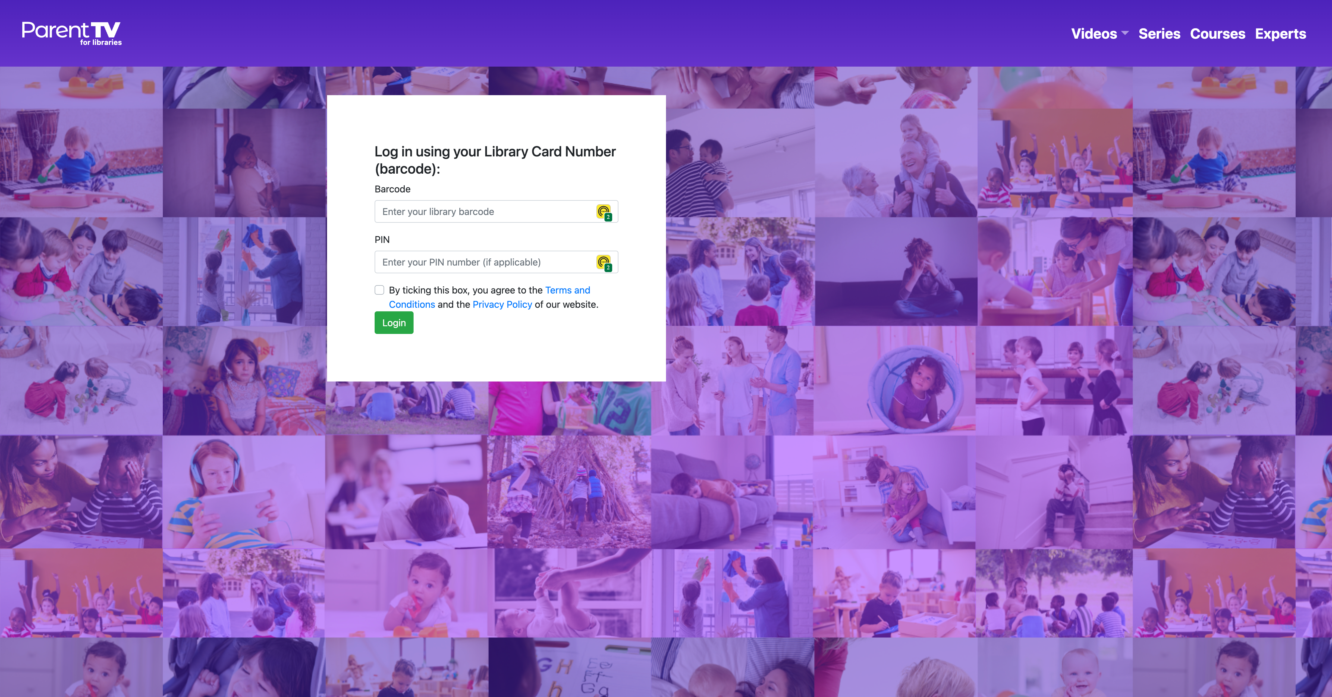 ParentTV login page. Expert-led parenting platform offering videos, courses, and advise to help families navigate everyday challenges